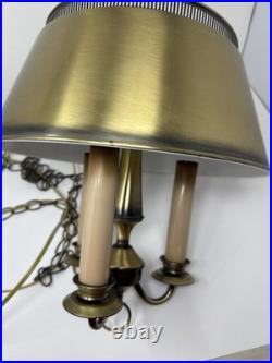 MCM Pendant Light Tole Chain Swag 3 Bulb Polished Brass Hanging Lamp Original