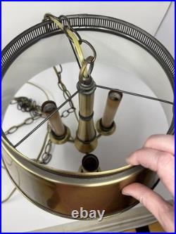 MCM Pendant Light Tole Chain Swag 3 Bulb Polished Brass Hanging Lamp Original