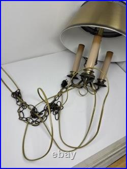 MCM Pendant Light Tole Chain Swag 3 Bulb Polished Brass Hanging Lamp Original
