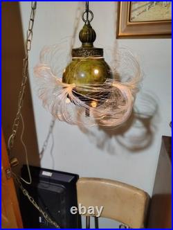 MCM Swag Hanging Lamp Ceramic Fiber Optic Vintage