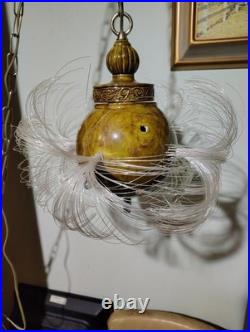 MCM Swag Hanging Lamp Ceramic Fiber Optic Vintage