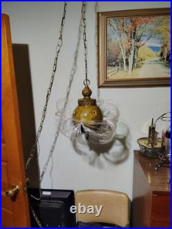 MCM Swag Hanging Lamp Ceramic Fiber Optic Vintage