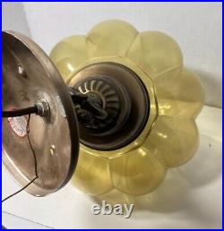 MCM Swag Light Amber Glass Hanging Lamp RETRO 70's VTG Earl Lites