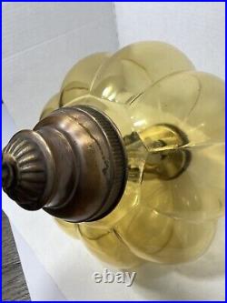 MCM Swag Light Amber Glass Hanging Lamp RETRO 70's VTG Earl Lites