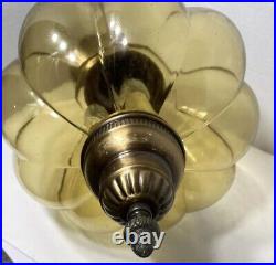 MCM Swag Light Amber Glass Hanging Lamp RETRO 70's VTG Earl Lites