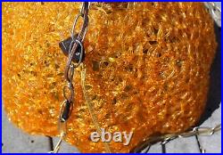 MCM Vintage Large 20 Orange Spaghetti Spun Lucite TULIP Hanging Swag Lamp