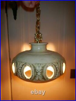 MCM Vintage MOD Ceramic Hanging Swag Lamp Light Chain