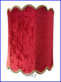 MCM Vintage Red Velvet Hanging Swag Lamp Shade 16.5x18 Elegant Room Decor Retro