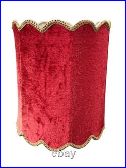 MCM Vintage Red Velvet Hanging Swag Lamp Shade 16.5x18 Elegant Room Decor Retro