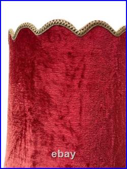 MCM Vintage Red Velvet Hanging Swag Lamp Shade 16.5x18 Elegant Room Decor Retro
