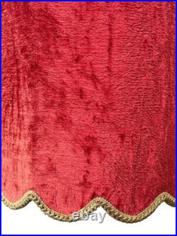 MCM Vintage Red Velvet Hanging Swag Lamp Shade 16.5x18 Elegant Room Decor Retro