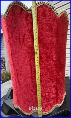 MCM Vintage Red Velvet Hanging Swag Lamp Shade 16.5x18 Elegant Room Decor Retro