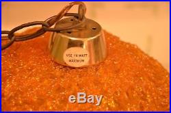 MCM Vtg Mid Century Orange/Amber Spaghetti Lucite 12 Hanging Swag Lamp Light