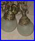 MID-CENTURY Double Frosted Crackle Globes, Chain Hanging Swag Lights (NICE)