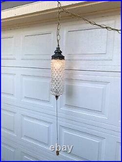MID Century Holly Wood Regency Hanging Lamp Light Pull String