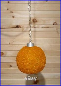MID Century Modern Orange Lucite Spaghetti Ball Vintage Hanging Swag Lamp