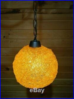 MID Century Modern Orange Lucite Spaghetti Ball Vintage Hanging Swag Lamp