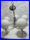 McM Chrome Opaline Sciolari Style Chandelier 5 Globe Space Age Atomic Sputnik