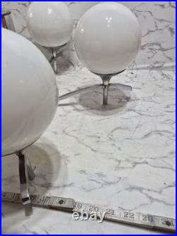 McM Chrome Opaline Sciolari Style Chandelier 5 Globe Space Age Atomic Sputnik
