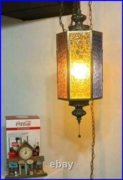 Mid Century (3) Color Retro Vintage Swag Lamp. Unique, One Of A Kind, Rare, VGC