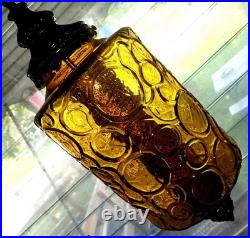 Mid-Century Amber And Black Hanging Swing Lamp (Vintage)