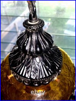 Mid-Century Amber And Black Hanging Swing Lamp (Vintage)