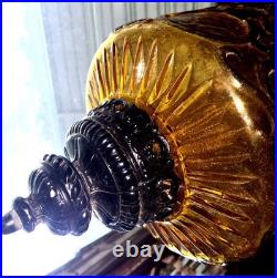 Mid-Century Amber And Black Hanging Swing Lamp (Vintage)