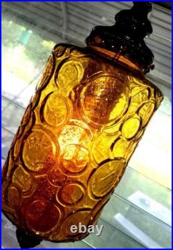 Mid-Century Amber And Black Hanging Swing Lamp (Vintage)