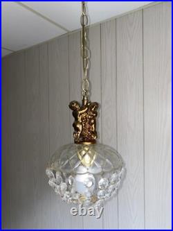 Mid-Century Cherub Crystal Pendant Lamp