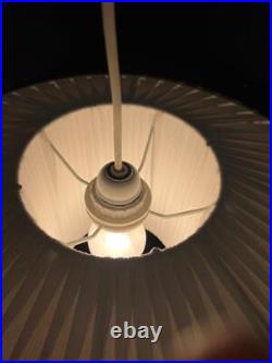 Mid Century Danish IB Fabiansen Fog Morup Fabric Teak Hanging Pendant Light Lamp