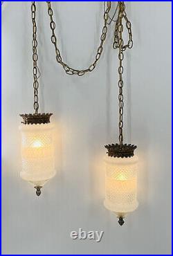 Mid Century Double Swag Lamp Hanging Light Fixture L & LWMC Hollywood Regency