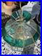 Mid Century Green Stained Clear Etched Hanging Swag Lamp