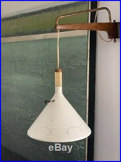 Mid Century Hanging Lamp Danish Modern Thurston Teak MCM Vintage MCM