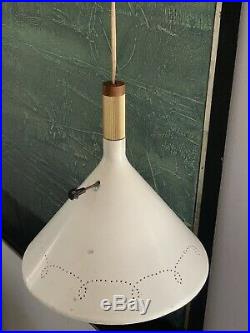 Mid Century Hanging Lamp Danish Modern Thurston Teak MCM Vintage MCM