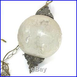 Mid Century Hanging Lamp Swag Light Glass Globe Retro Pendant Vintage Chain