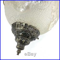 Mid Century Hanging Lamp Swag Light Glass Globe Retro Pendant Vintage Chain