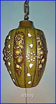 Mid Century Hanging Lamp Swag Light Retro Pendant Vintage Chain NICE