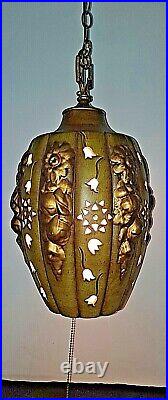Mid Century Hanging Lamp Swag Light Retro Pendant Vintage Chain NICE