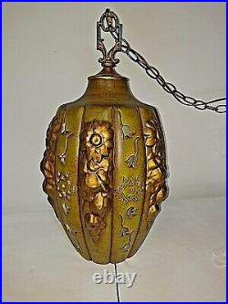 Mid Century Hanging Lamp Swag Light Retro Pendant Vintage Chain NICE