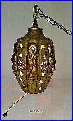 Mid Century Hanging Lamp Swag Light Retro Pendant Vintage Chain NICE