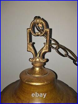 Mid Century Hanging Lamp Swag Light Retro Pendant Vintage Chain NICE