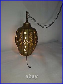 Mid Century Hanging Lamp Swag Light Retro Pendant Vintage Chain NICE