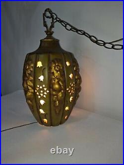 Mid Century Hanging Lamp Swag Light Retro Pendant Vintage Chain NICE