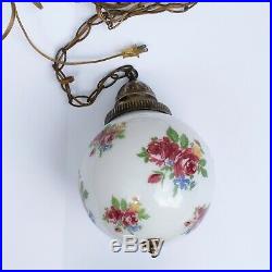 Mid Century Hanging Swag Lamp Light Glass Globe Retro Pendant Vintage Chain