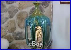 Mid Century Modern Blue Swag Drip Glaze Hanging Light Lamp Palm Springs Vintage