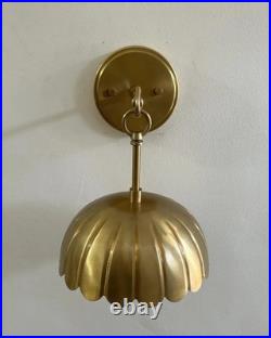 Mid Century Modern Brass Fluted Wall Sconce French Scalloped Hanging Lamp