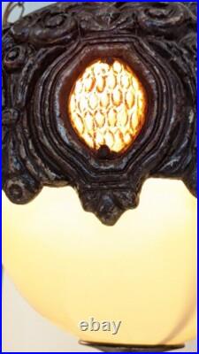 Mid Century Modern Brutatist Vintage Hanging Swag Light Pull Chain Red Orange Mid Century Modern Brutatist Vintage Hanging Swag Light Pull Chain Red Orange