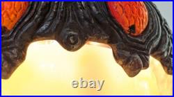 Mid Century Modern Brutatist Vintage Hanging Swag Light Pull Chain Red Orange