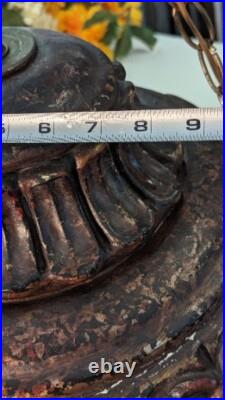 Mid Century Modern Brutatist Vintage Hanging Swag Light Pull Chain Red Orange