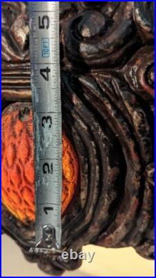 Mid Century Modern Brutatist Vintage Hanging Swag Light Pull Chain Red Orange